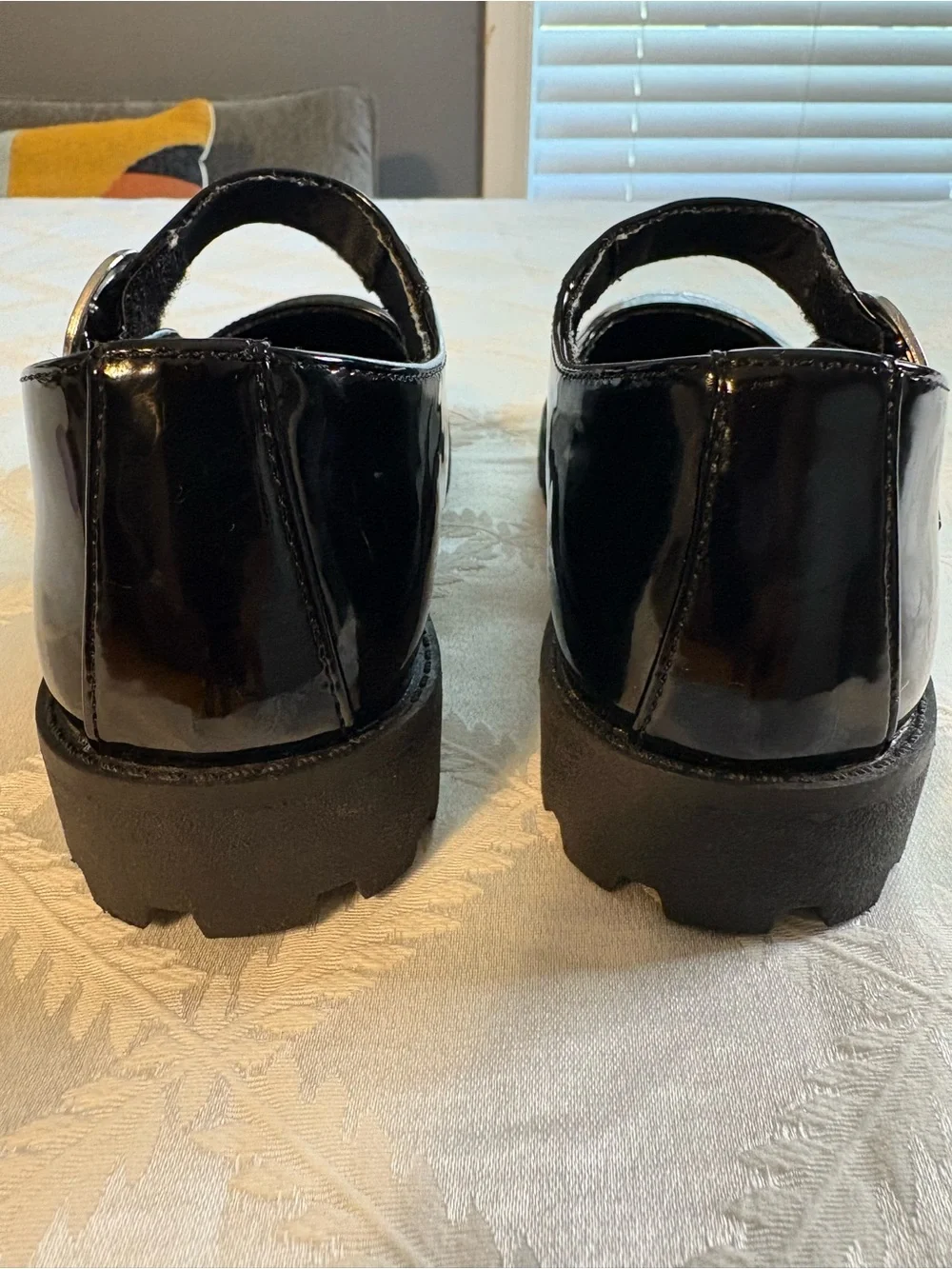 Girls' Black Patent Mary Jane Shoes with Velcro Buckle